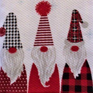 Aspen 2 Pc. Kitchen Towel Set Christmas Gnomes Blue Stars on White Background